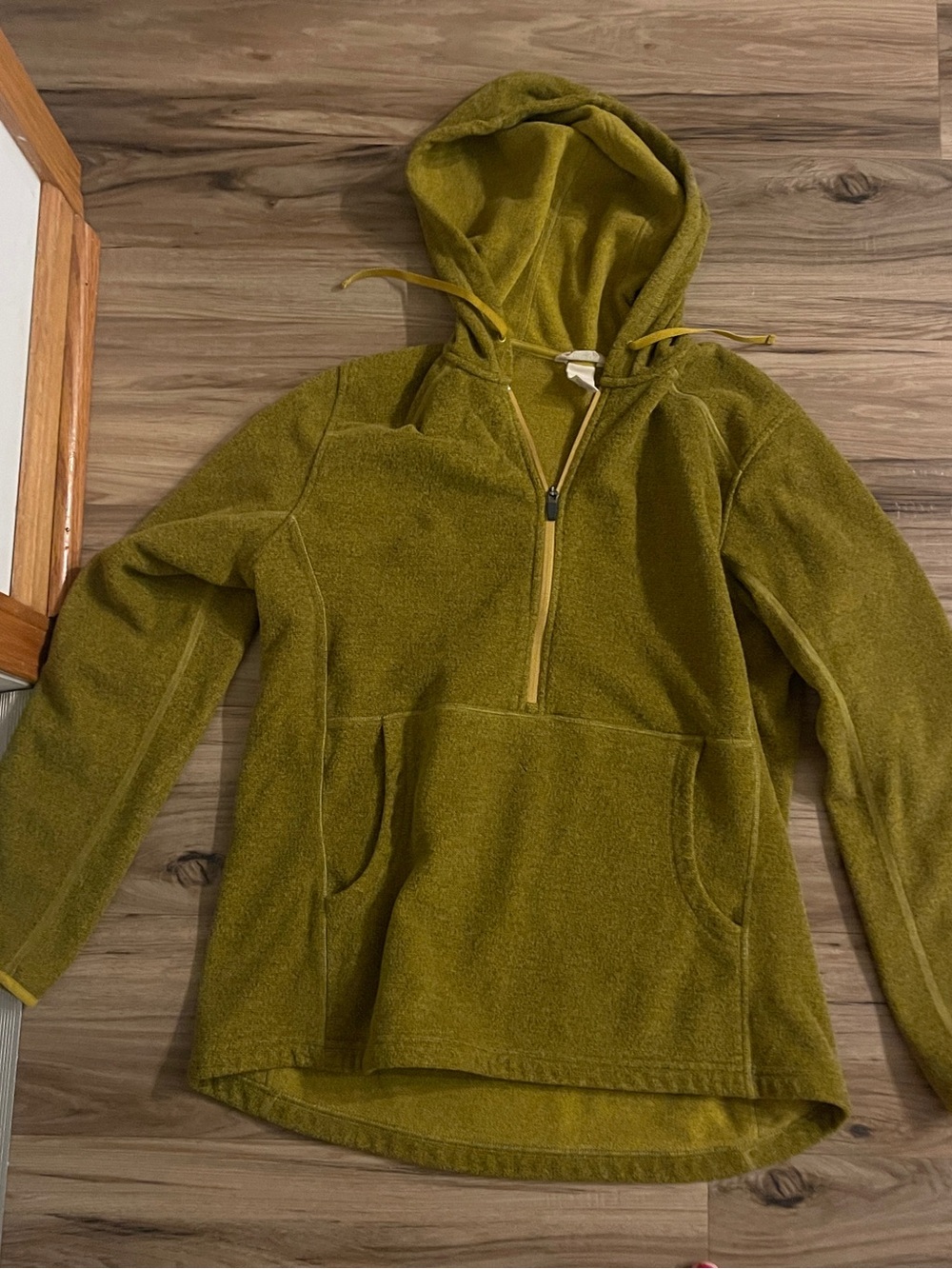 Olive Green Hooded Fleece Pullover Jacket